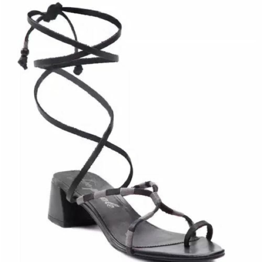 Brand New Free People Hermosa Lace Up Black Leather Strappy Sandals SIZE 39
